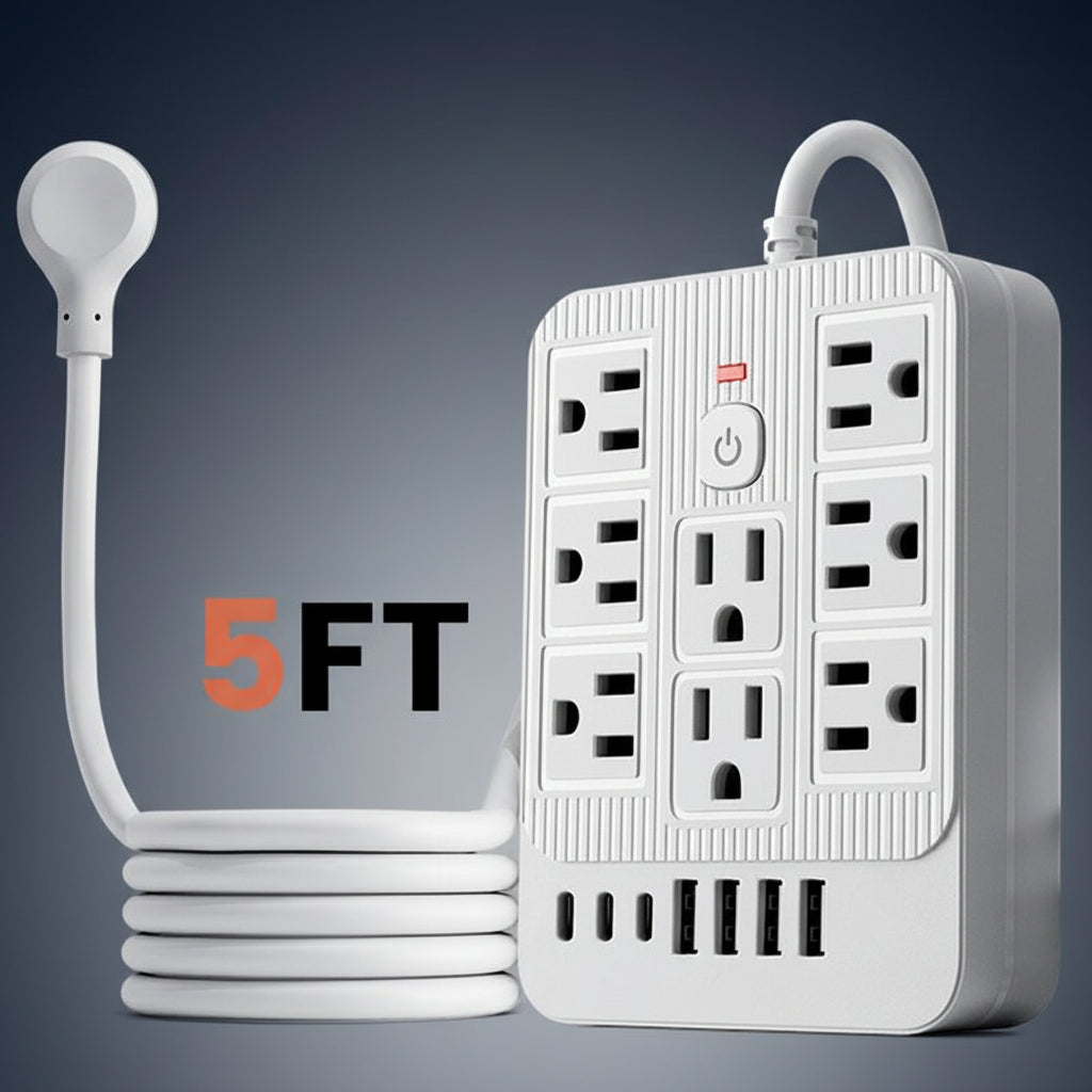 15-In-1 Power Strip with Switch & Surge Protectionmultifunctional Surge Protector with 8AC Outlets 4 USB & 3Type-C USB Ports Socket for Office Home and Travel Walloutlet Extender Power Socket Expander Electrica Loutlet